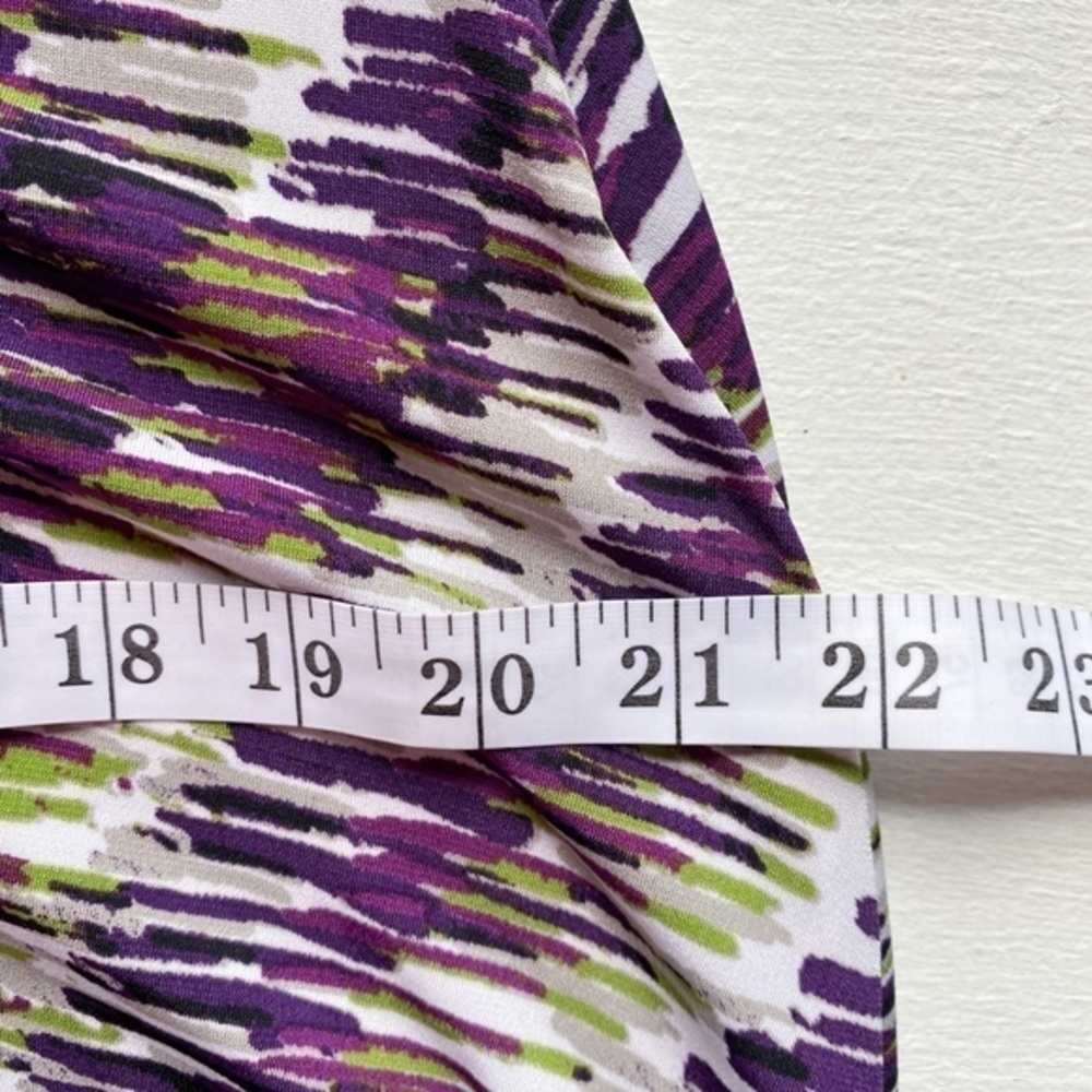 Kasper Purple, Green, Gray, and White Abstract Print ALTERED Midi Dress - Picture 11 of 15